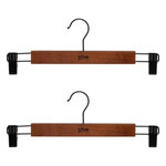 FIVE Lot de 2 Cintres à Pince en Bois  Vintage  33cm Marron