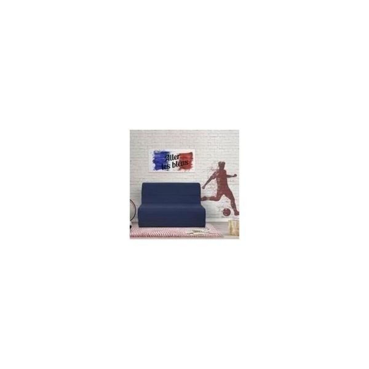 MARKET24 Banquette BZ 140x190 - Tissu bleu marine - MELISSA
