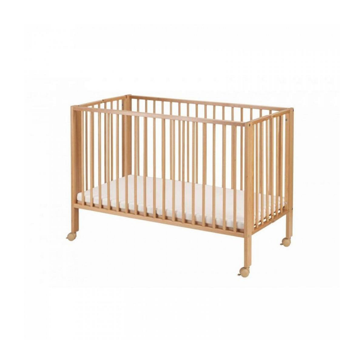 TISSI Lit bébé à barreaux pliable 60x120 cm en hêtre massif naturel