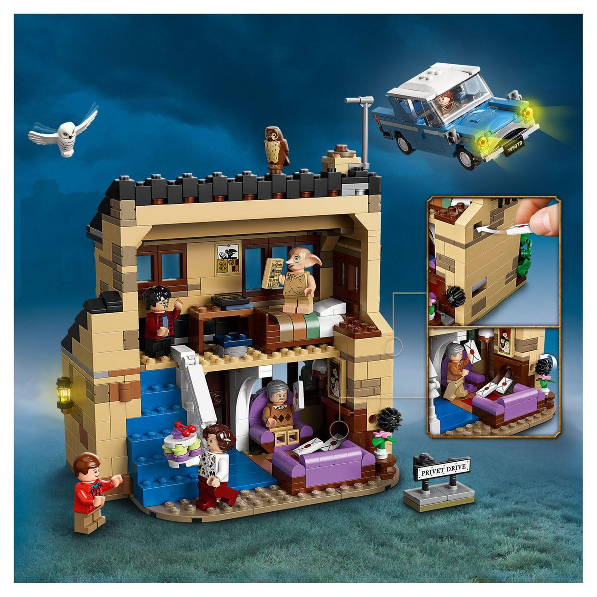 LEGO Harry Potter 75968 4 Privet Drive, Jouet de Maison avec Voiture et Figurine Dobby