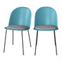 Voir la diapositive 1 : Rendez vous déco Lot de 2 chaises bleues en plastique, tissu gris et pieds en métal-Lulu