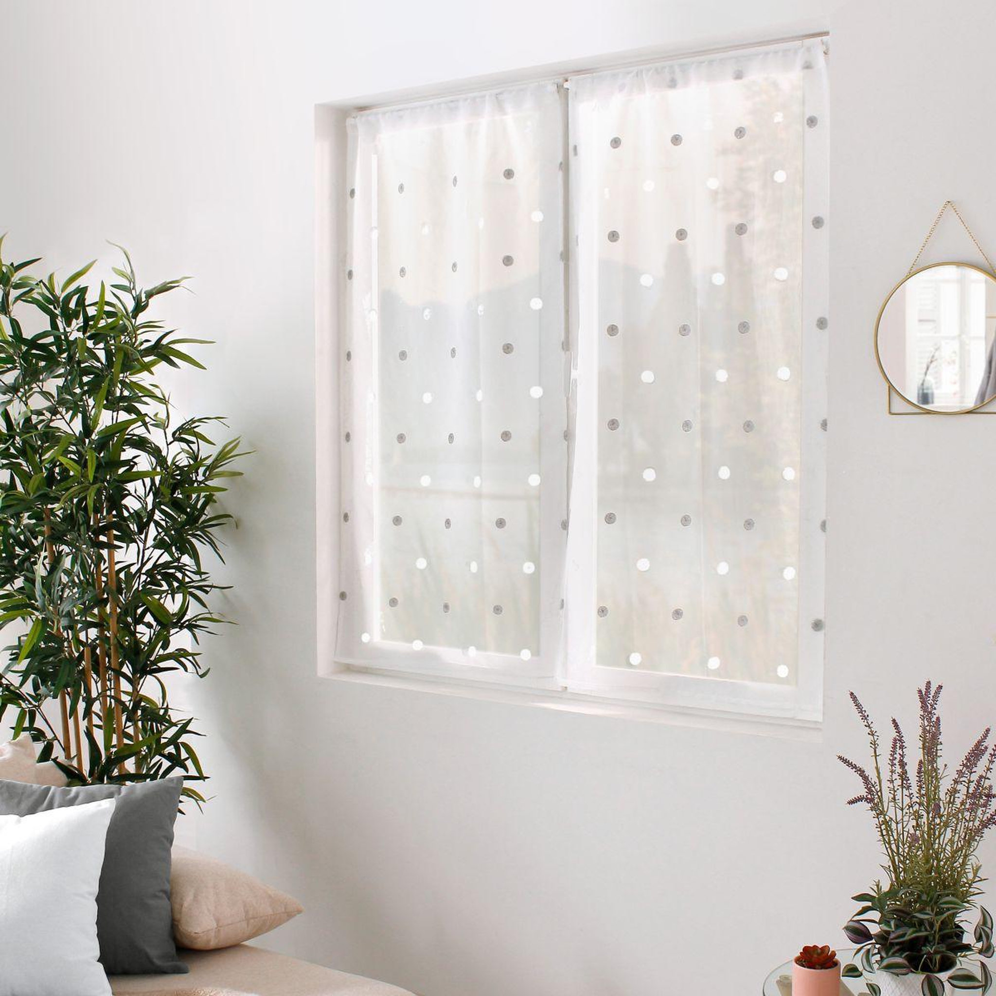 ENJOY HOME Paire de voilages  smarties  60x120cm blanc & argent