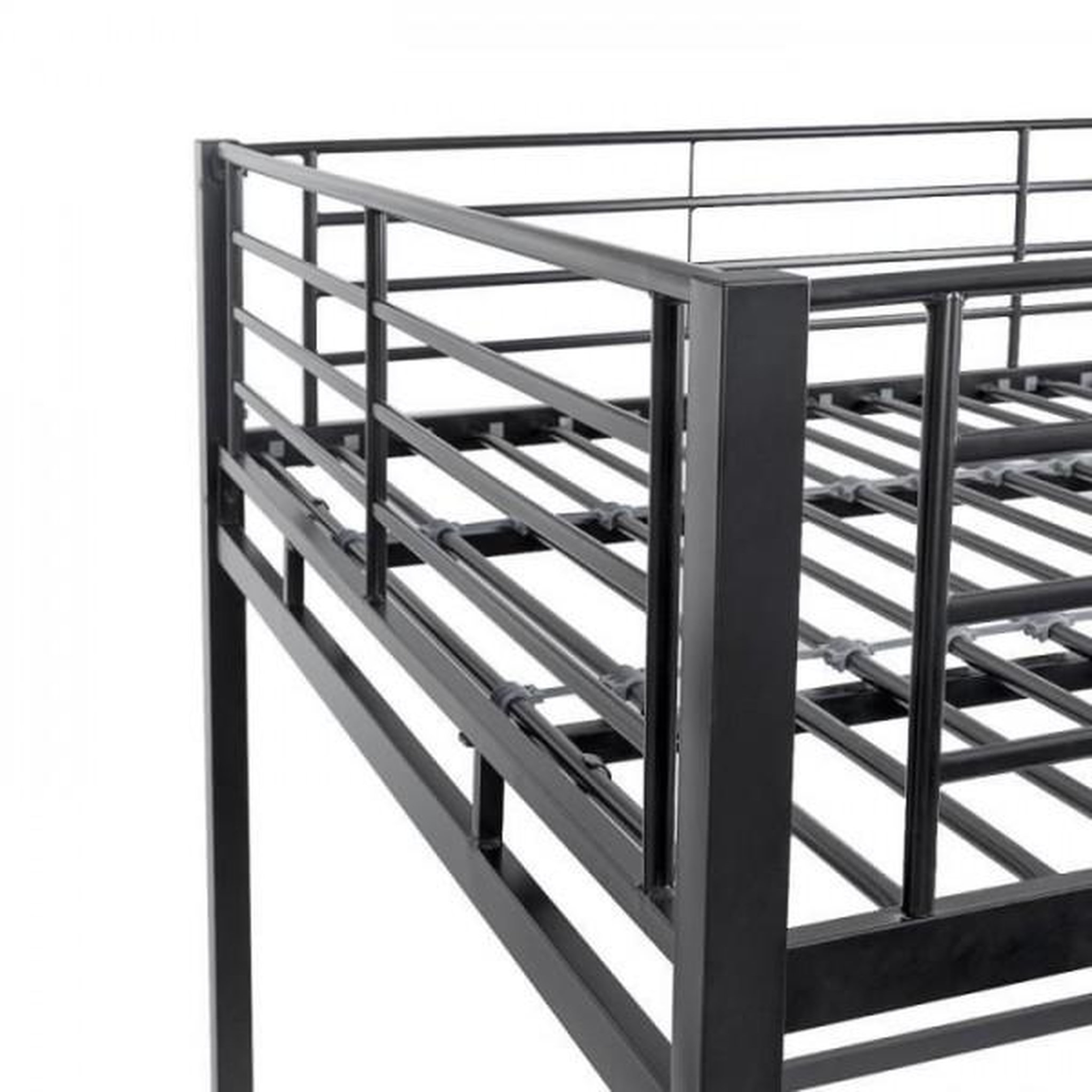 Voir la diapositive 6 : MARKET24 Lit mezzanine avec bureau en métal époxy - Noir - Sommier inclus - 140x190 cm - OXFORD