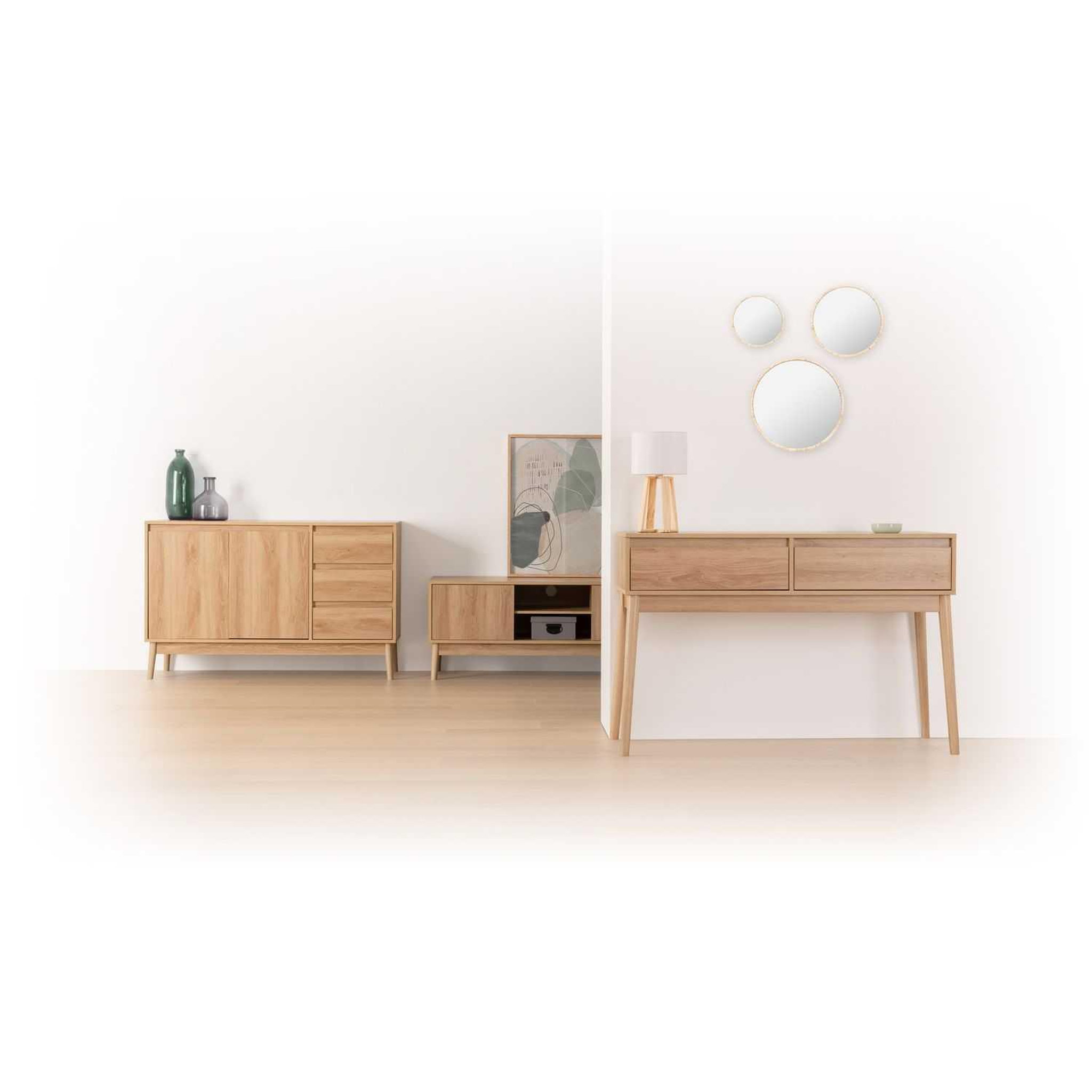 Voir la diapositive 2 : FIVE Meuble TV Liam 2 portes et 2 niches - Marron