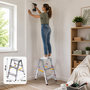 Voir la diapositive 2 : VITO Escabeau Double 3 Marches Aluminium Pliable 65 cm – Marchepied Stable Antidérapant Charge 150 kg pour Bricolage et Travaux VITO