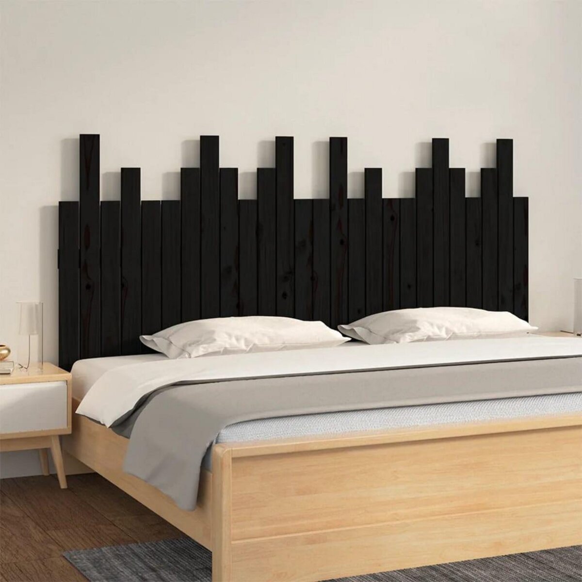 VIDAXL Tete de lit murale Noir 166x3x80 cm Bois massif de pin