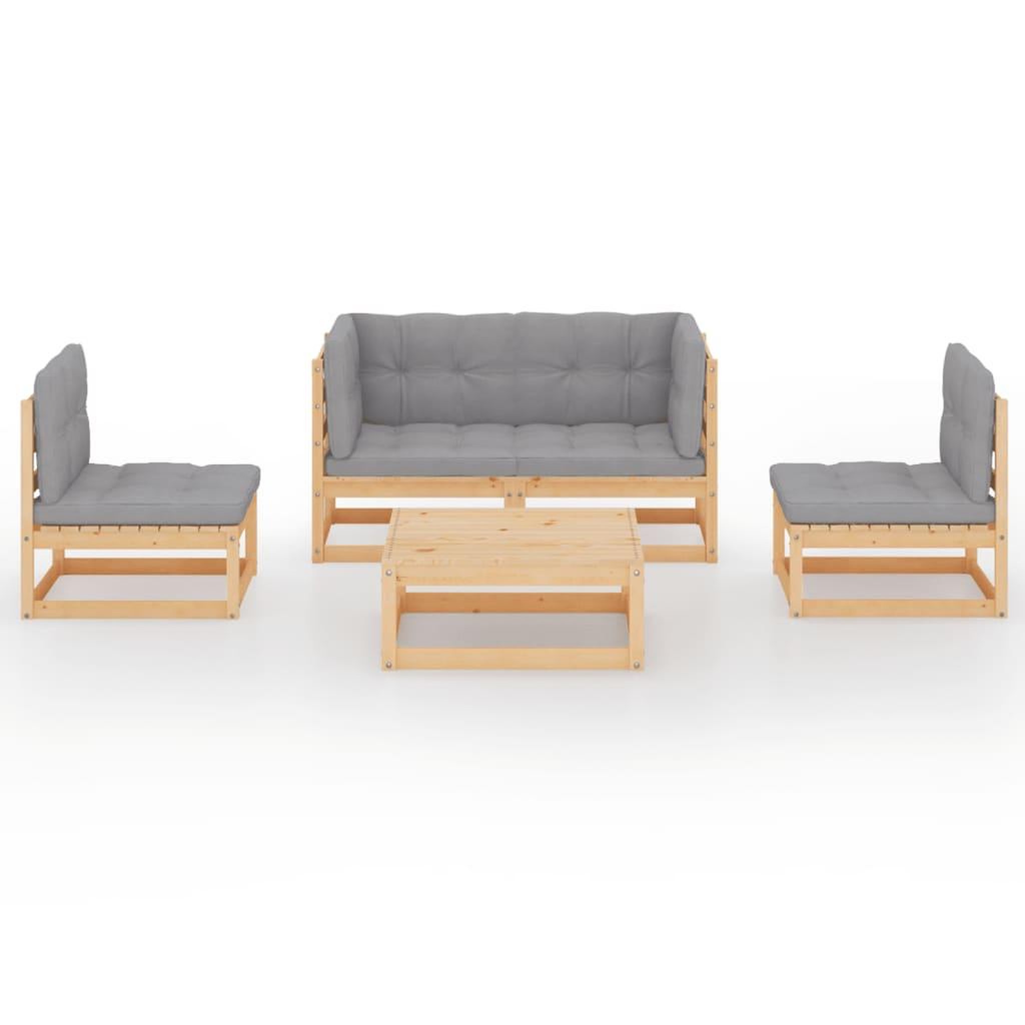 Voir la diapositive 3 : VIDAXL Salon de jardin 5 pcs avec coussins bois de pin massif