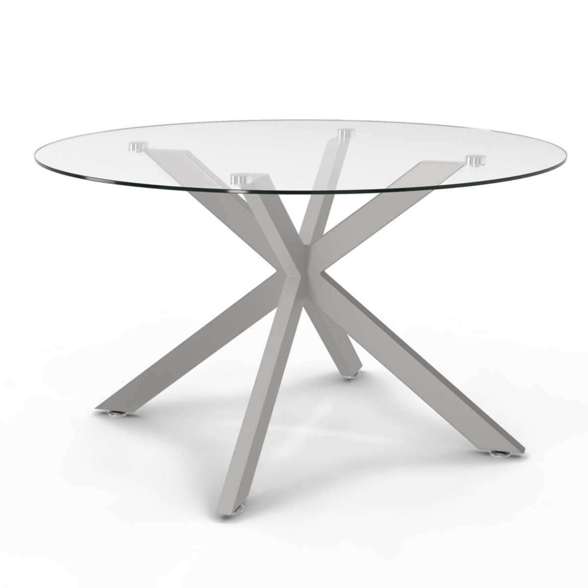 ID MARKET Table basse ronde ALIX pied araignée 70 cm plateau verre pied acier effet chromé