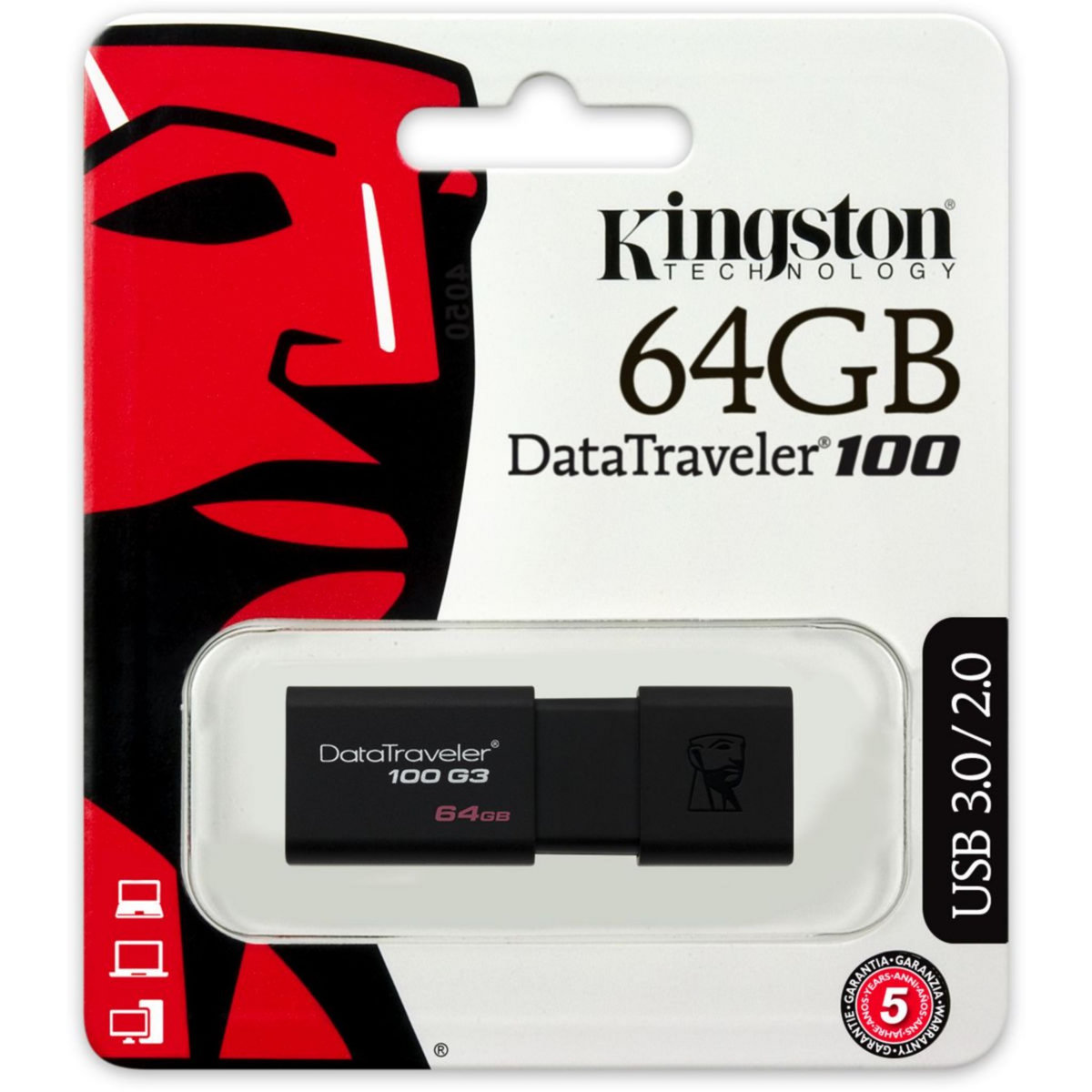 Kingston Clé USB 64GB USB 3 DataTraveler 100 G3