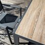 Table de jardin structure aluminium et céramique aspect bois