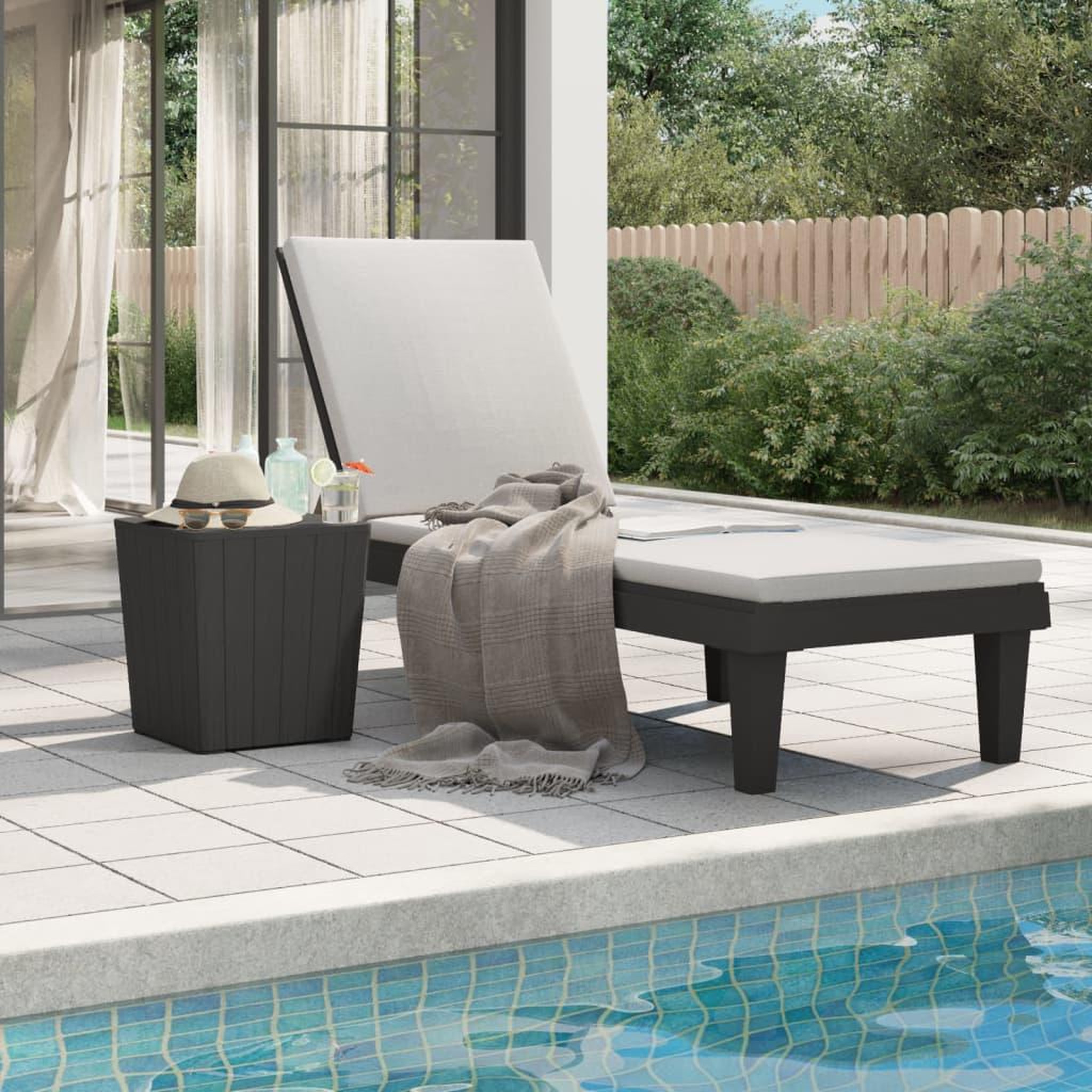 VIDAXL Chaise longue noir 155x58x83 cm polypropylene