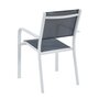 HOMIFAB Lot de 6 chaises de jardin en aluminium blanc et textilène - Palawan