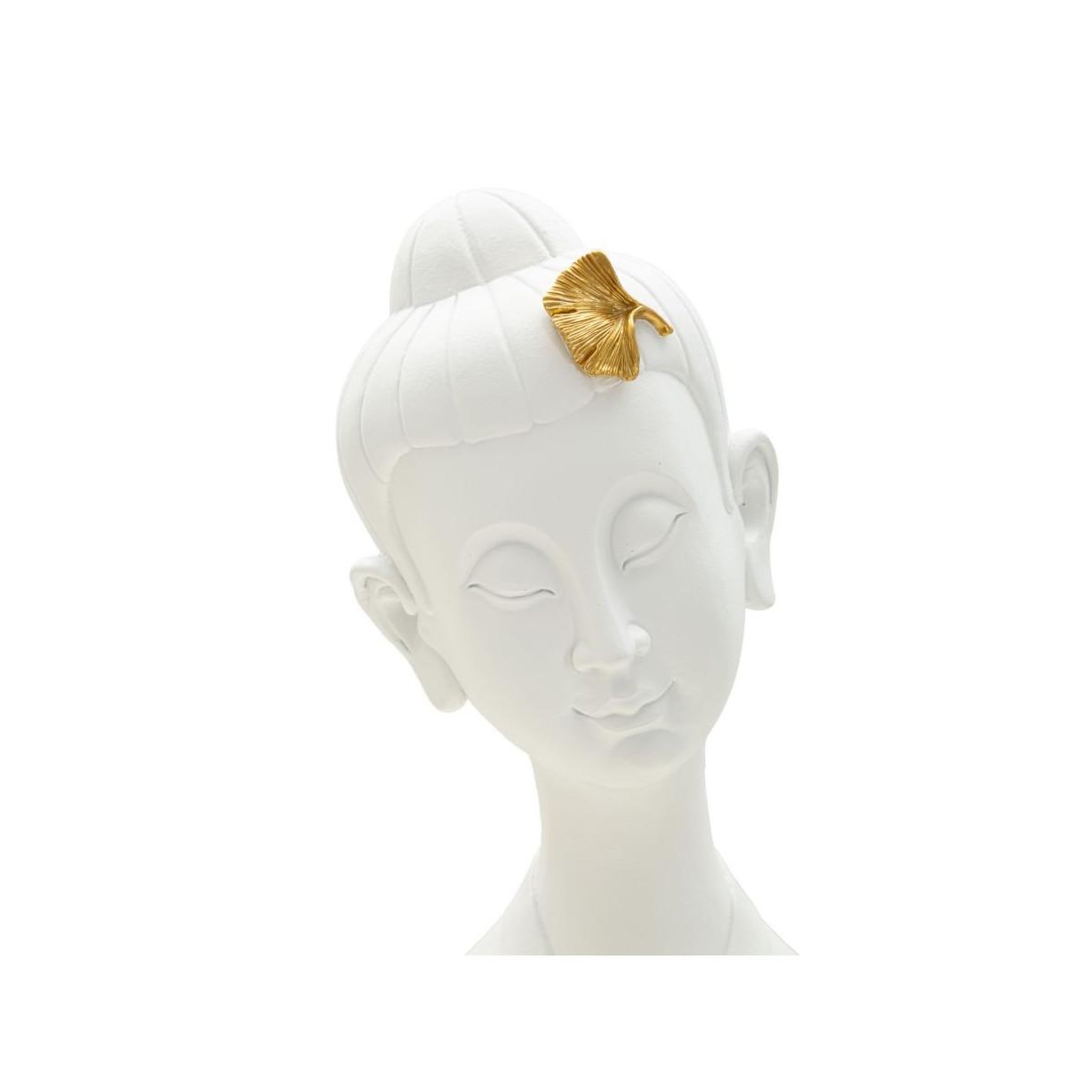 Voir la diapositive 4 : Paris Prix Statuette déco en résine  bouddha  35cm blanc