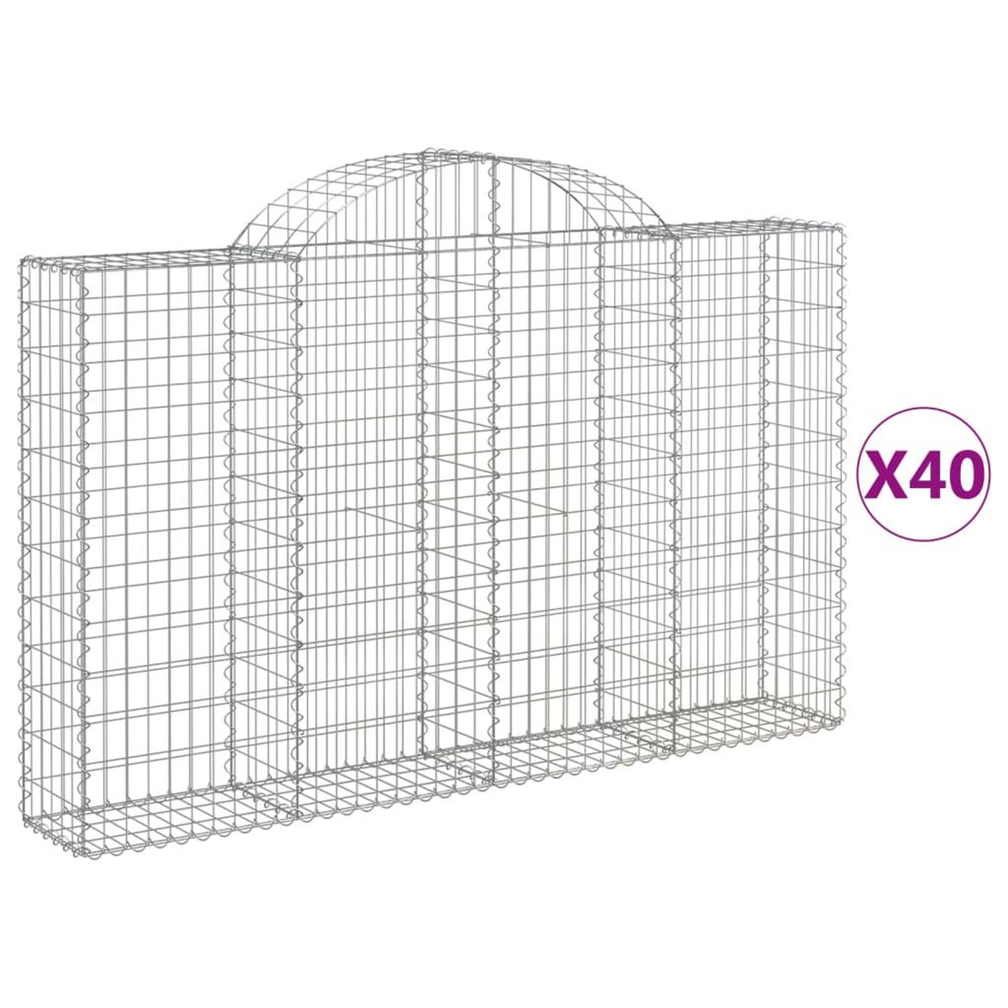 Voir la diapositive 2 : VIDAXL Paniers a gabions arques 40 pcs 200x30x120/140 cm Fer galvanise