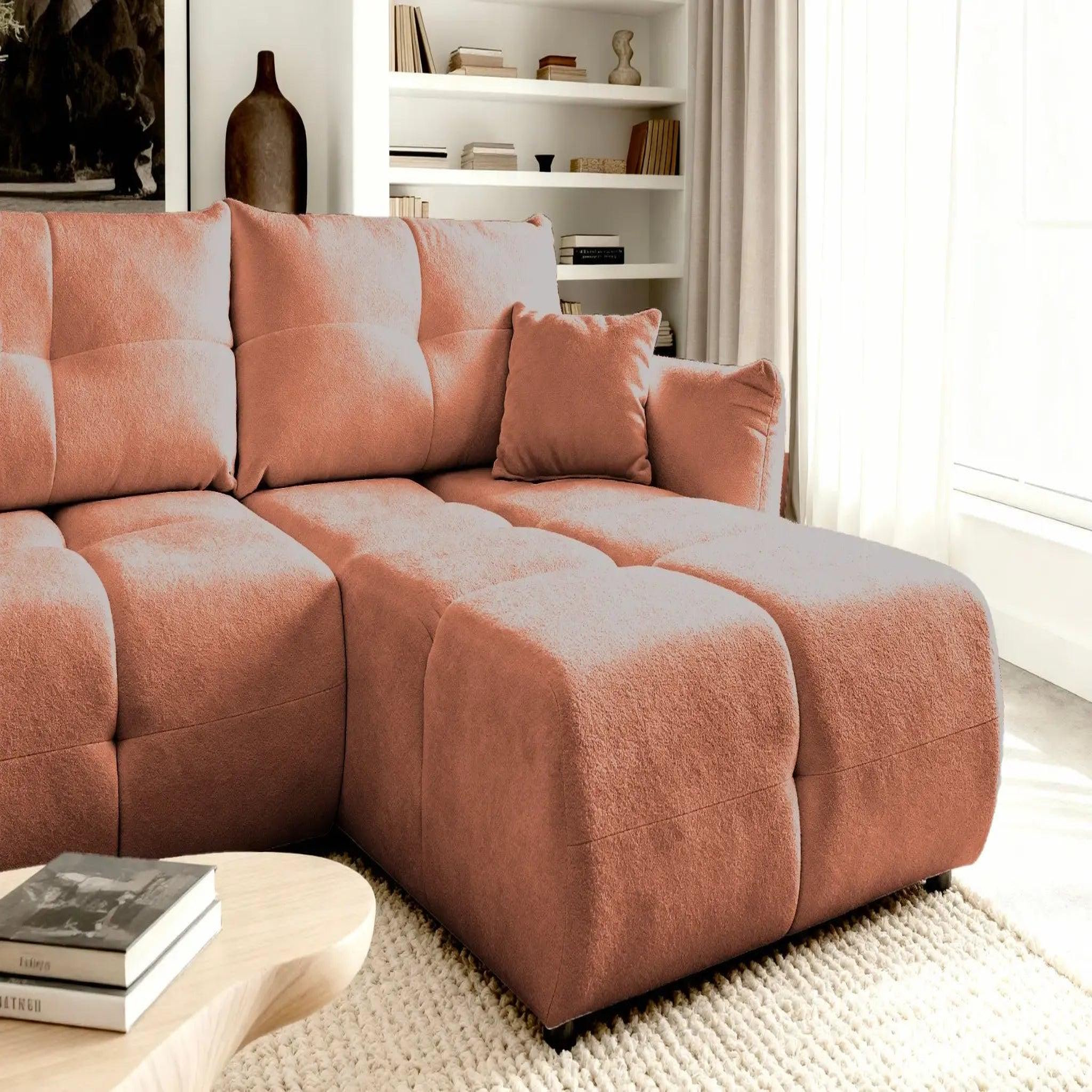 Voir la diapositive 5 : CASANOVA PARIS June - canapé d'angle convertible tissu bouclette