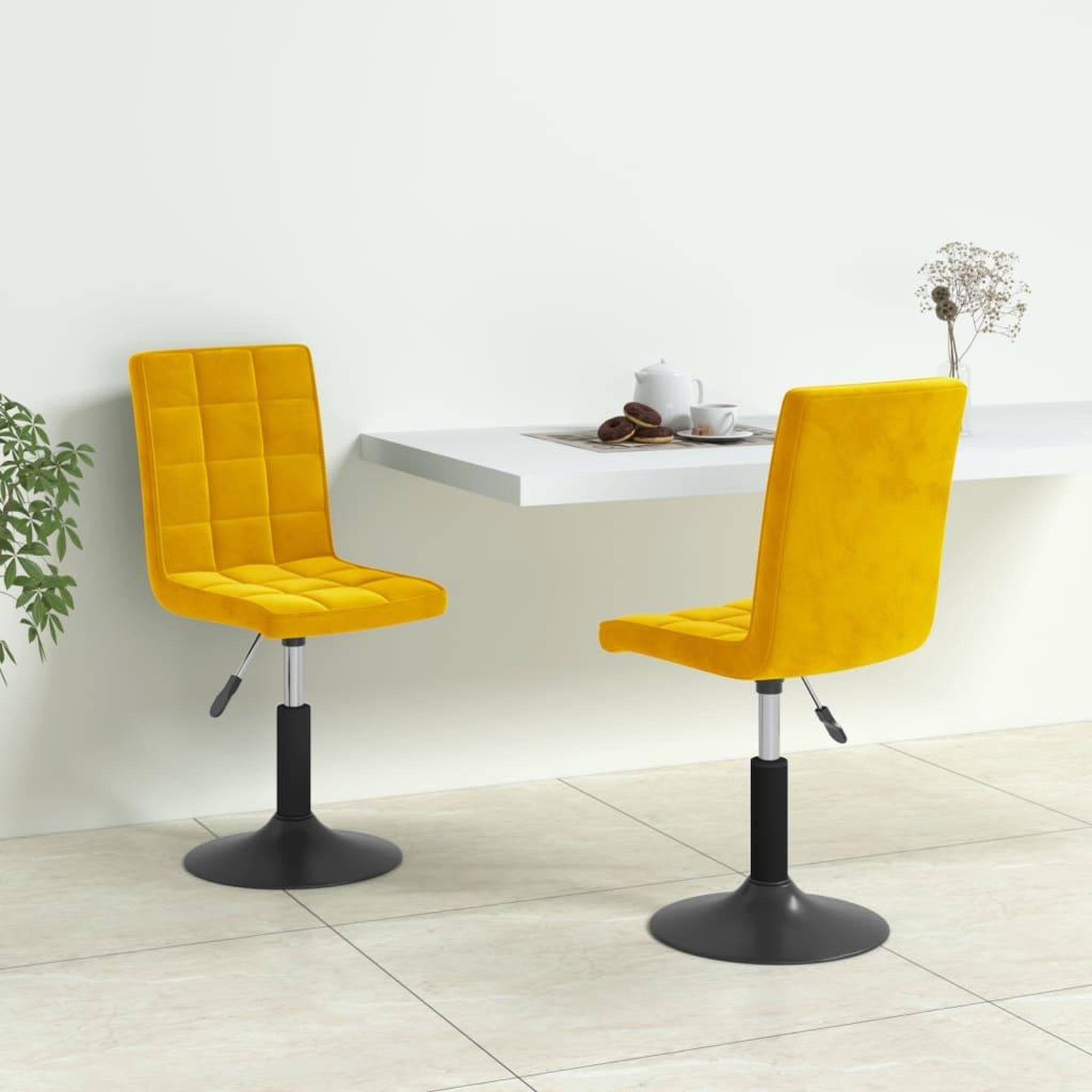 VIDAXL Chaises pivotantes a manger lot de 2 jaune moutarde velours