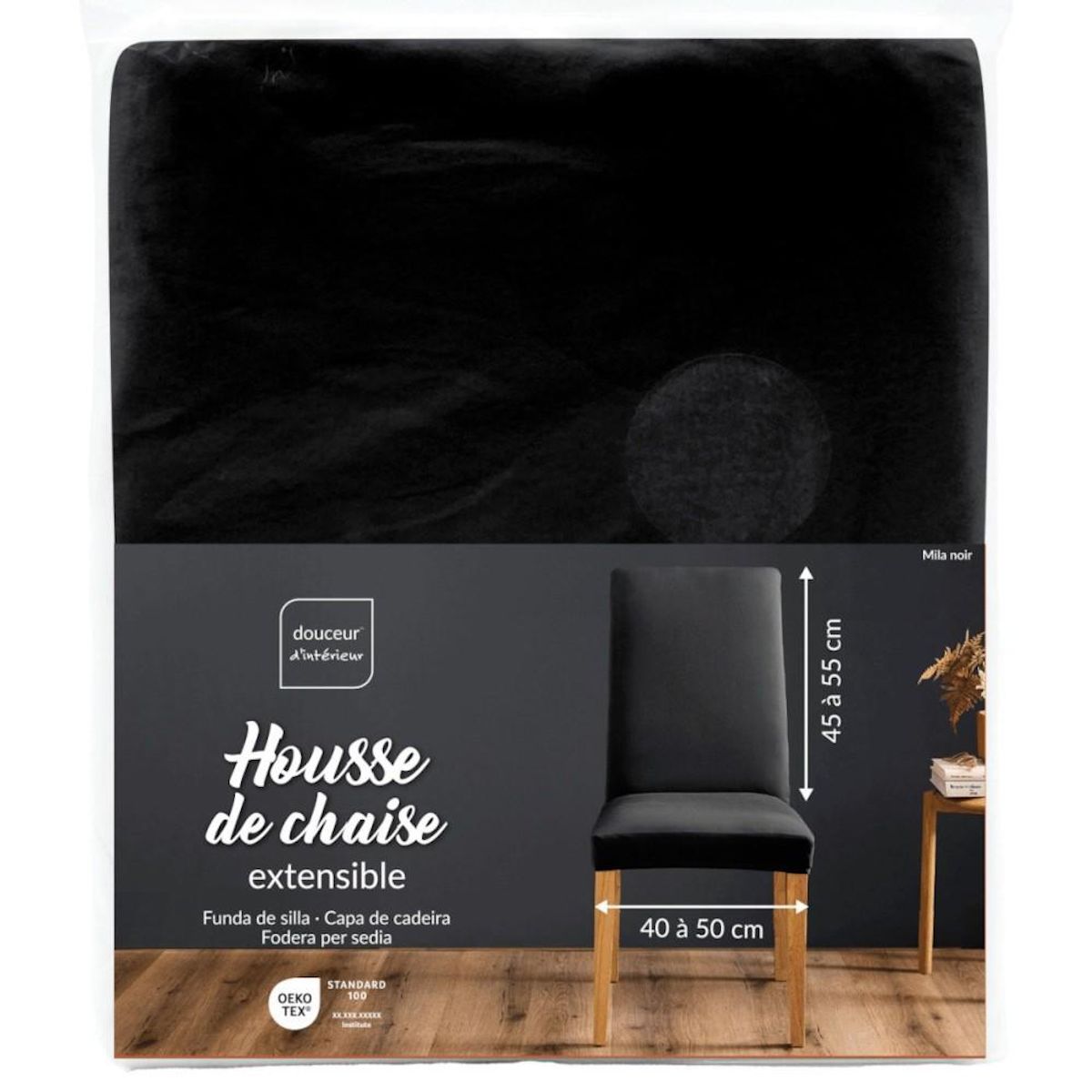 L3C Housse de chaise extensible en polyester coloris noir