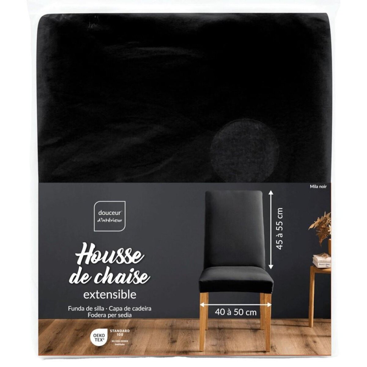 L3C Housse de chaise extensible en polyester coloris noir