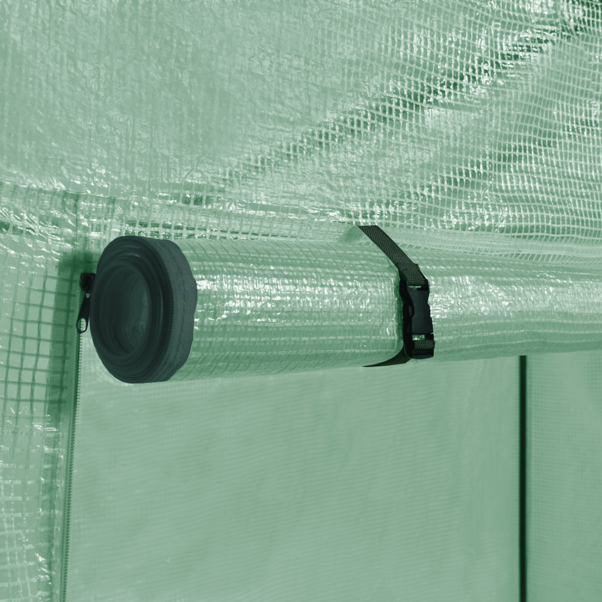 ID MARKET Serre de jardin verte toutes saisons avec fenêtre et porte zippée