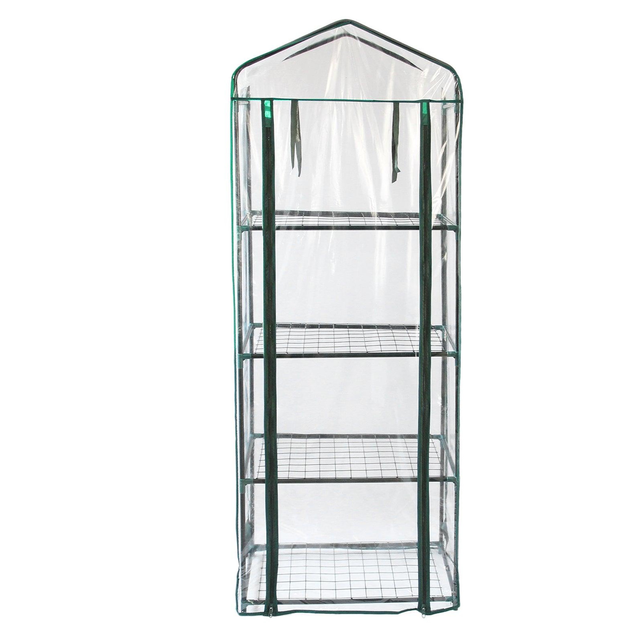 Voir la diapositive 2 : MONSTERSHOP Mini serre à 4 étagère avec couverture en pvc