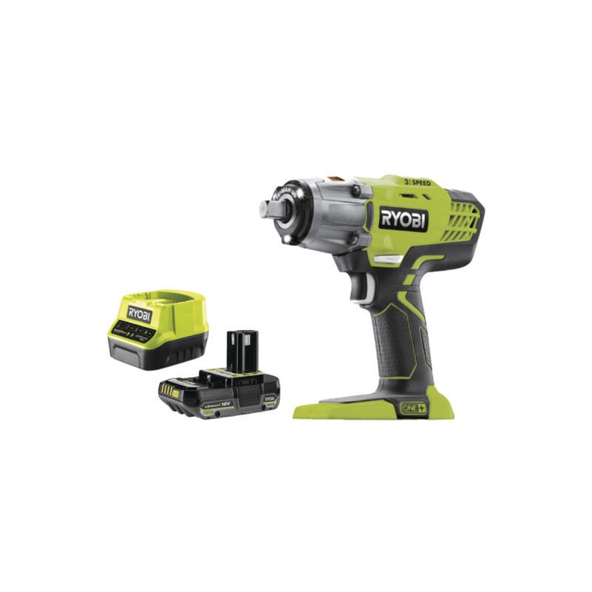 Ryobi Pack RYOBI Boulonneuse à chocs R18IW3-0 - 18V One+ - 1 Batterie 2.0Ah - 1 Chargeur rapide