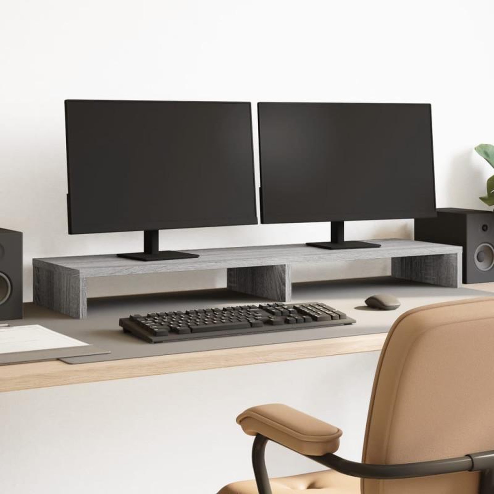 Voir la diapositive 1 : VIDAXL Support de moniteur sonoma gris 100x27x10 cm bois d ingénierie