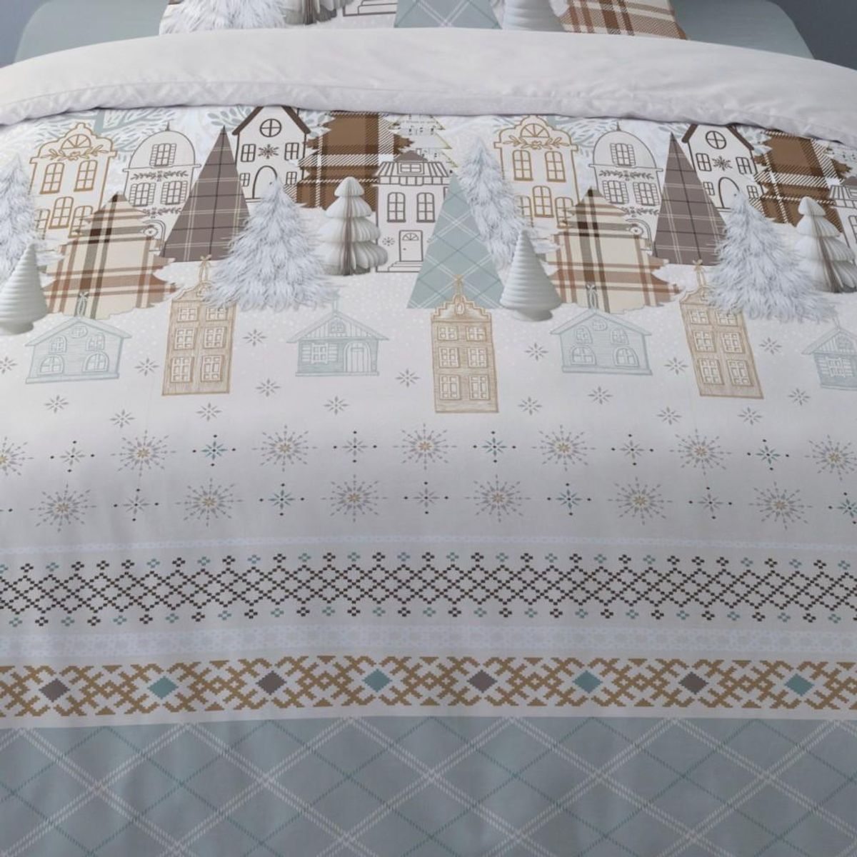 Dourev Housse de couette Flanelle 140x200 + 1 taie d'oreiller