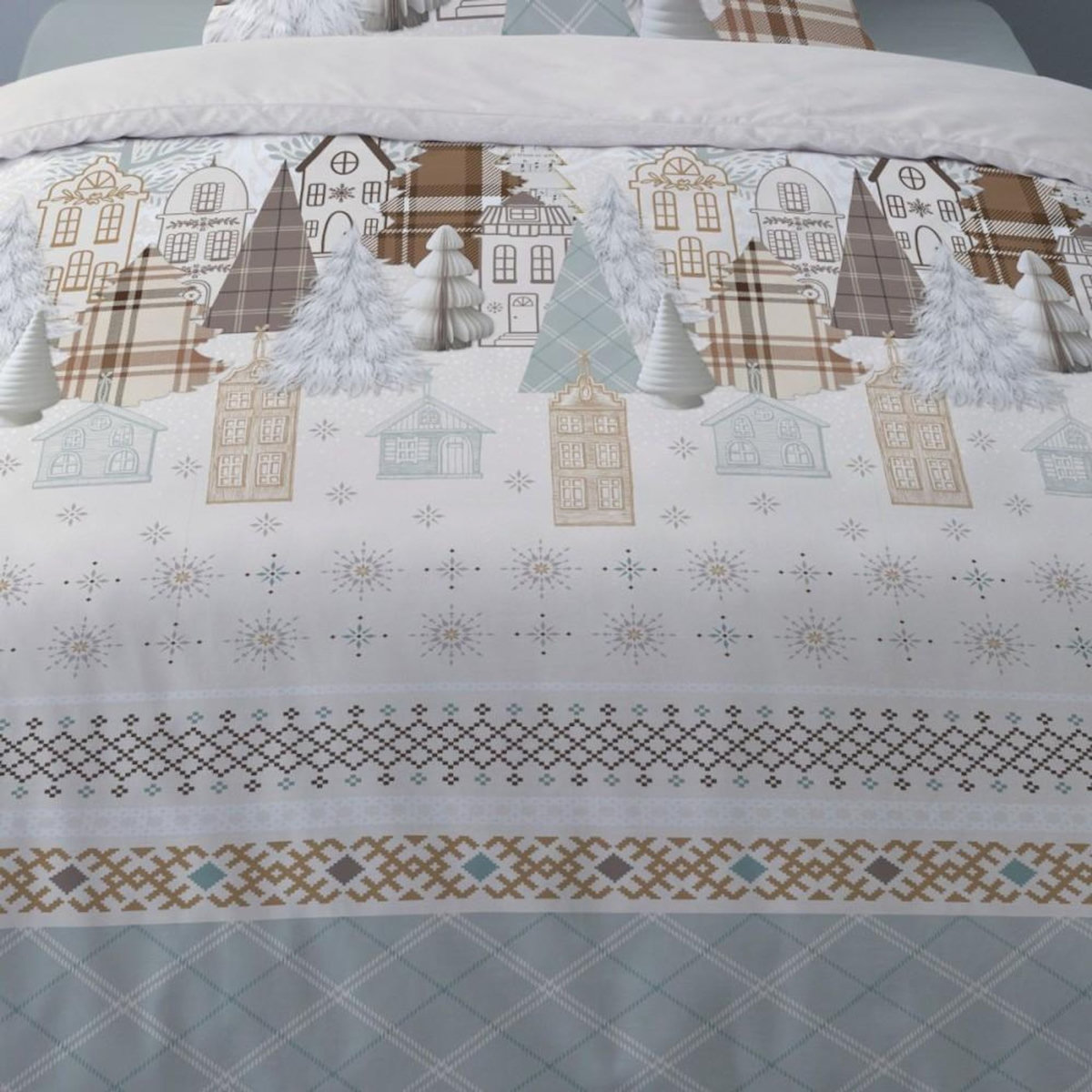 Dourev Housse de couette Flanelle 140x200 + 1 taie d'oreiller