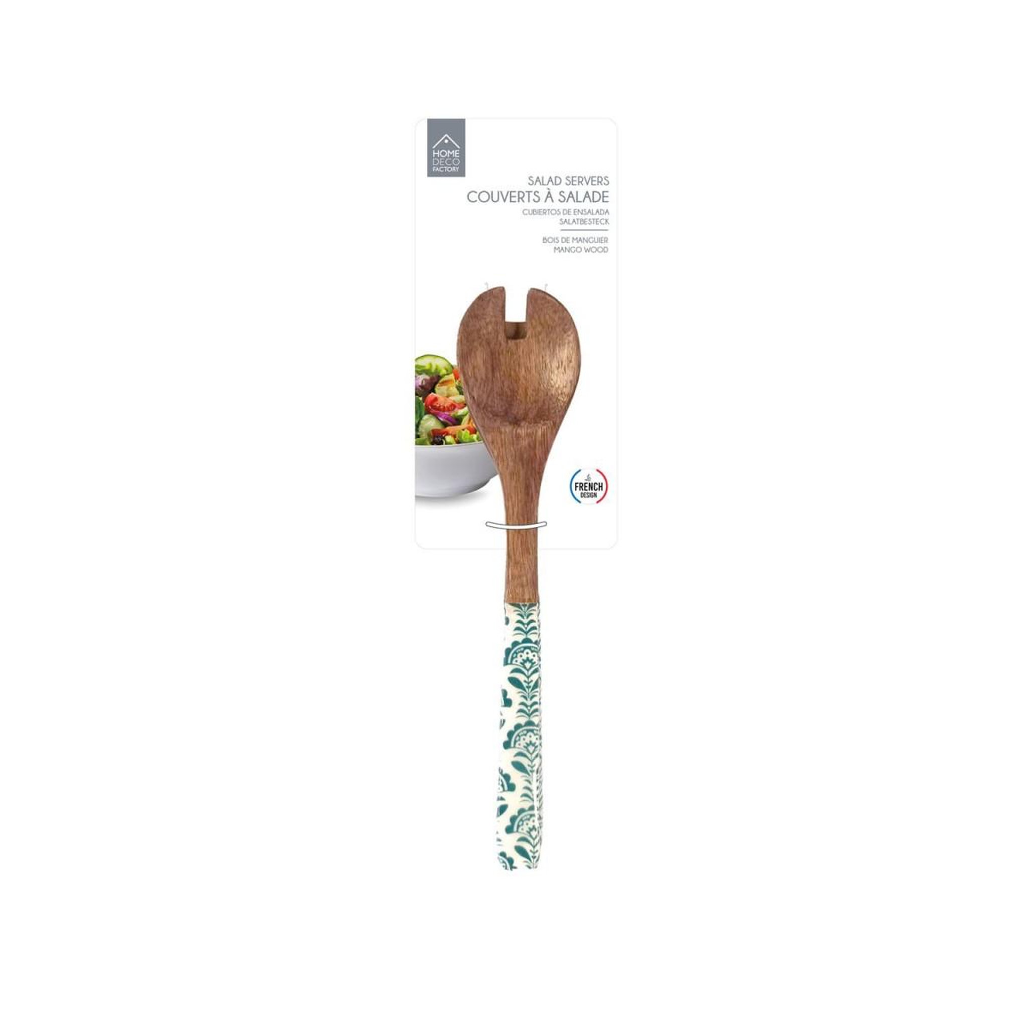 Voir la diapositive 5 : The Home Deco Factory Couverts à salade en bois  jaipur  22cm bleu