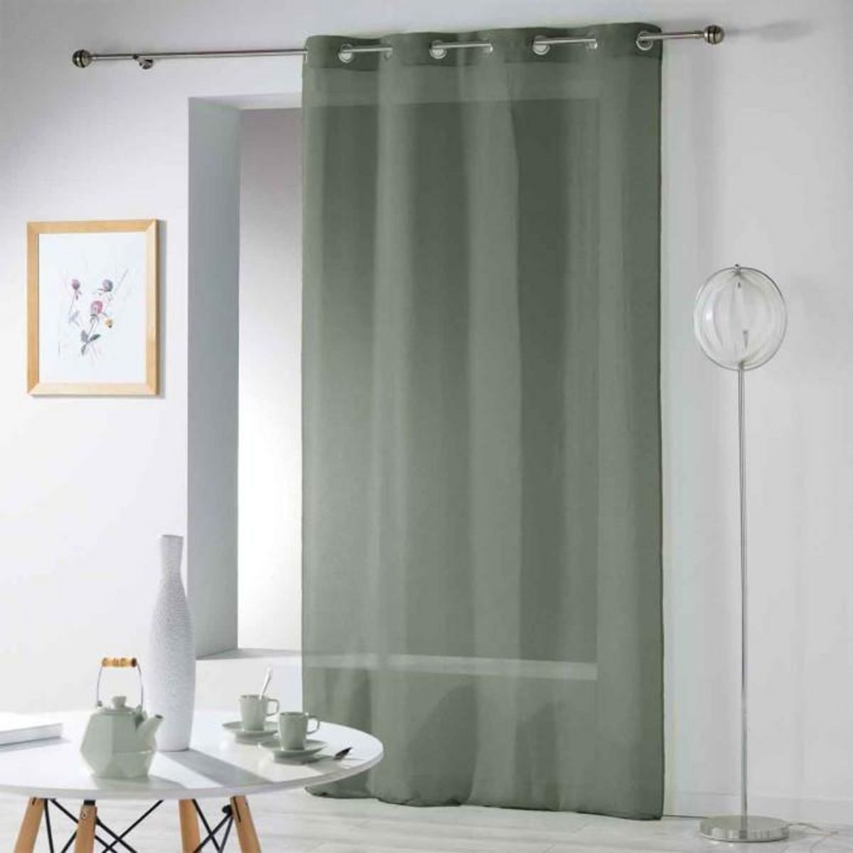 Paris Prix Rideau Voilage Étamine  Telma  140x280cm Kaki