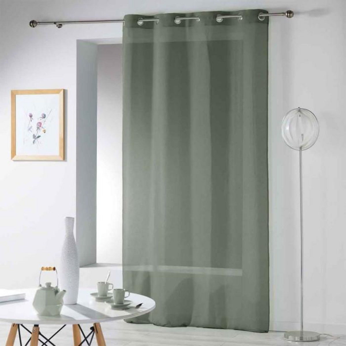 Paris Prix Rideau Voilage Étamine  Telma  140x280cm Kaki