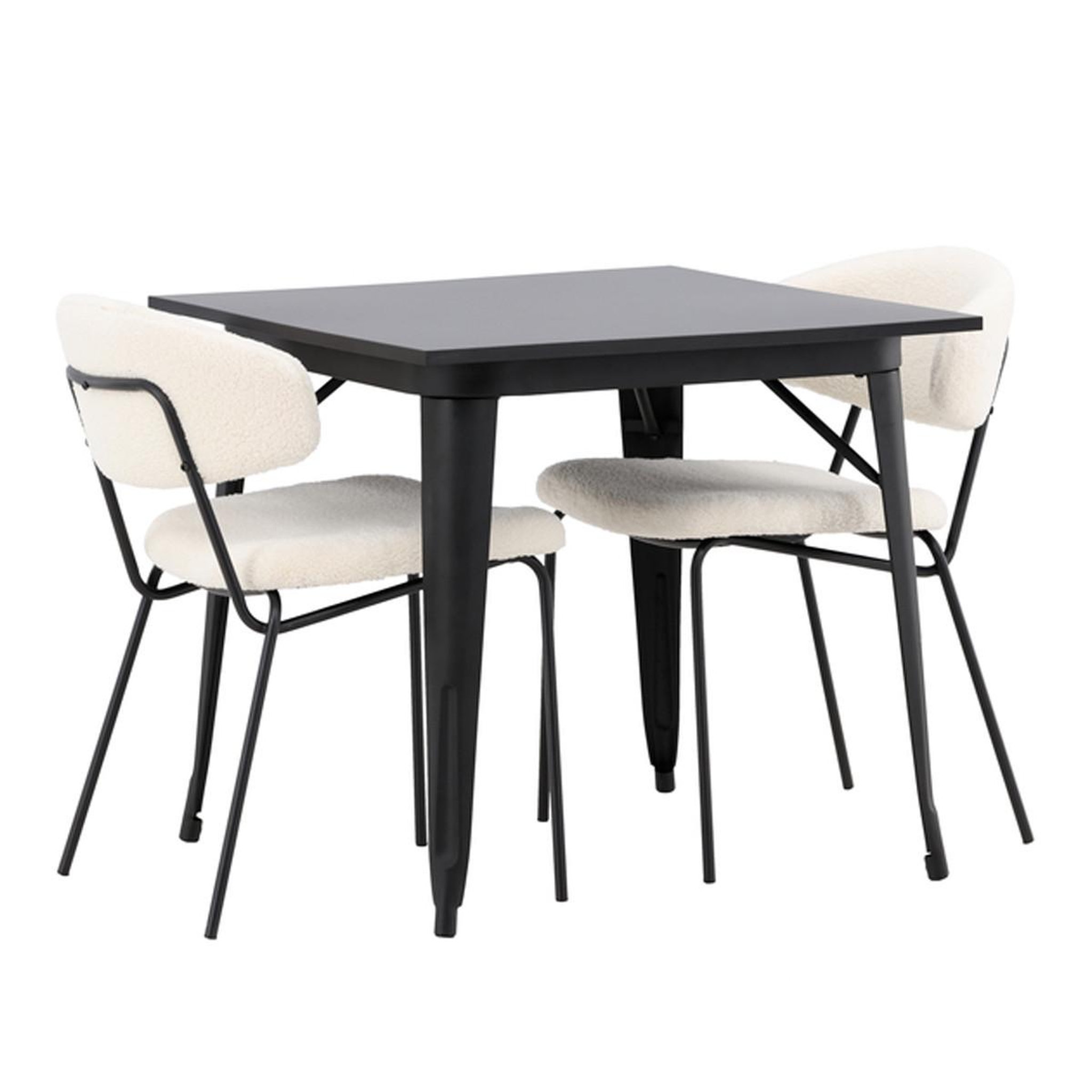 Paris Prix Ensemble table à manger & 2 chaises  tempe & chico  80cm noir & blanc crème