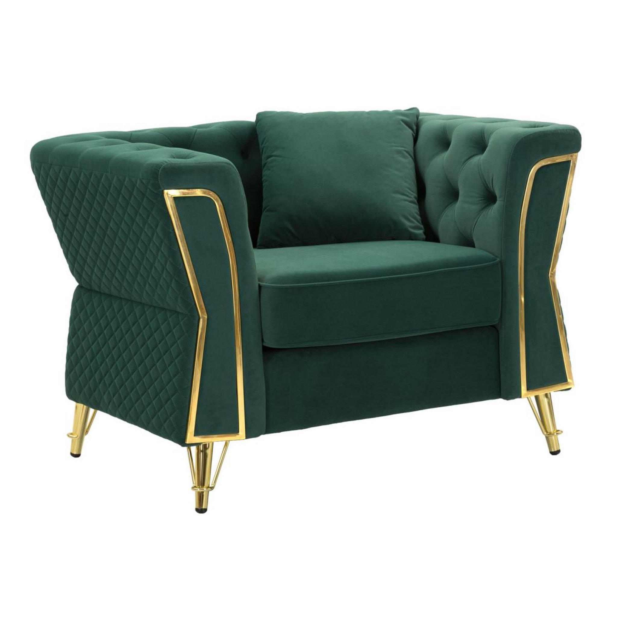 Paris Prix Fauteuil en velours capitonné  emy  104cm vert