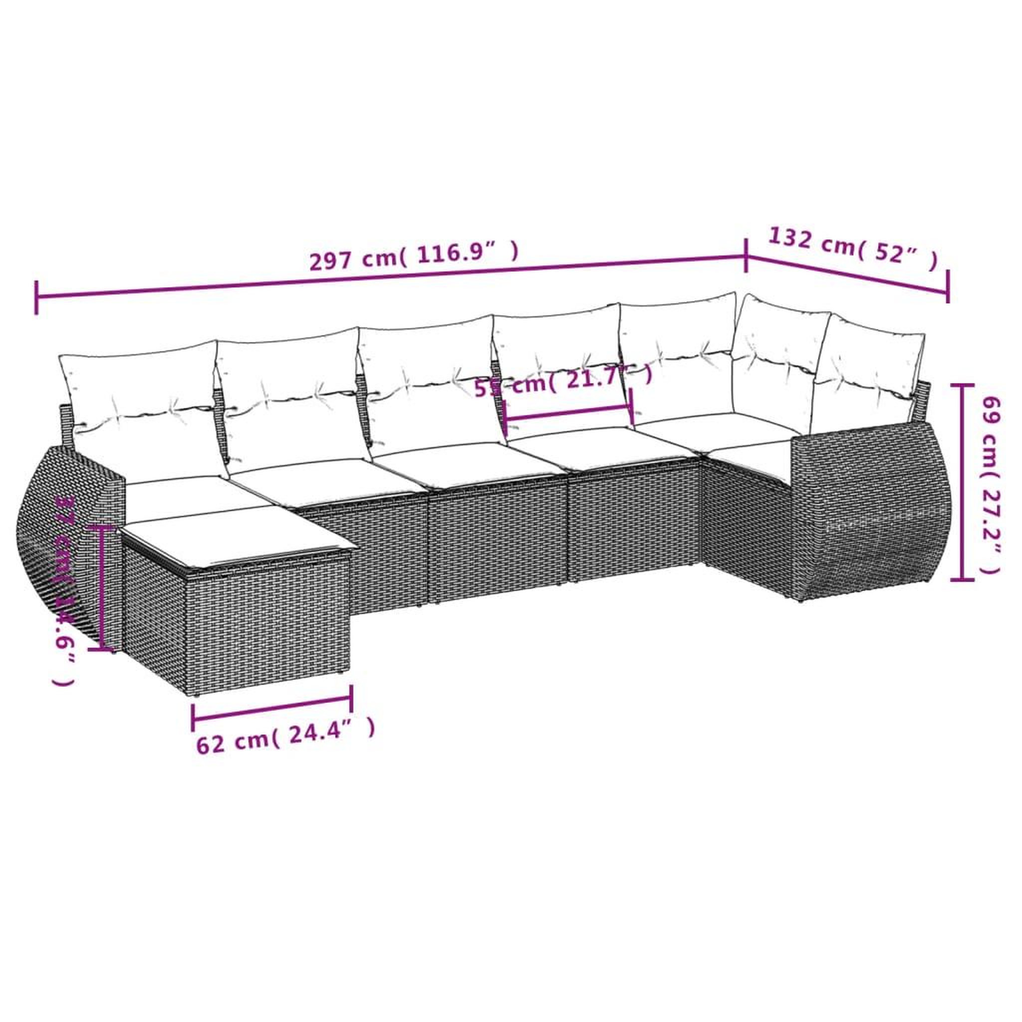 Voir la diapositive 6 : VIDAXL Salon de jardin avec coussins 7 pcs beige resine tressee