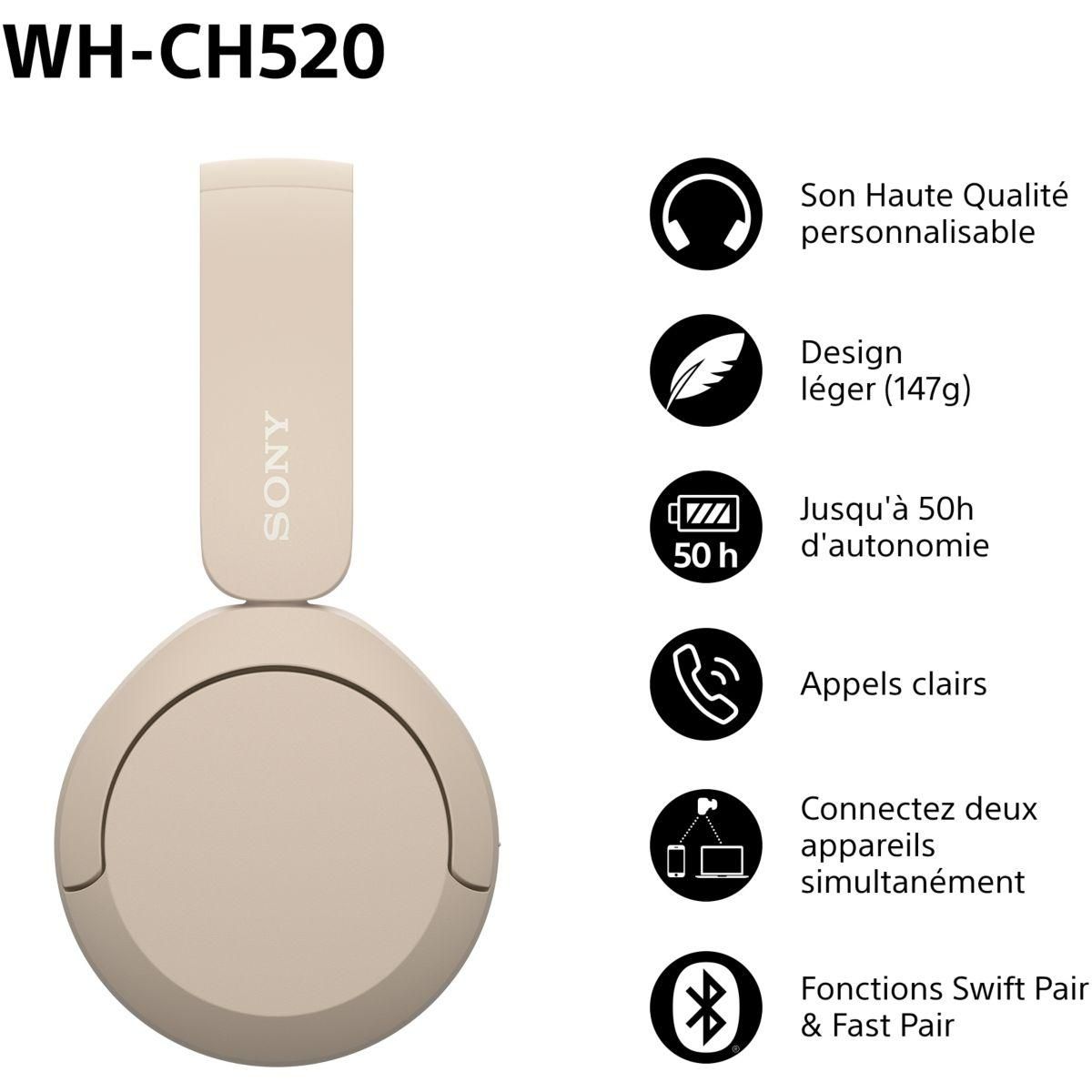 SONY Casque WH-CH520 Crème