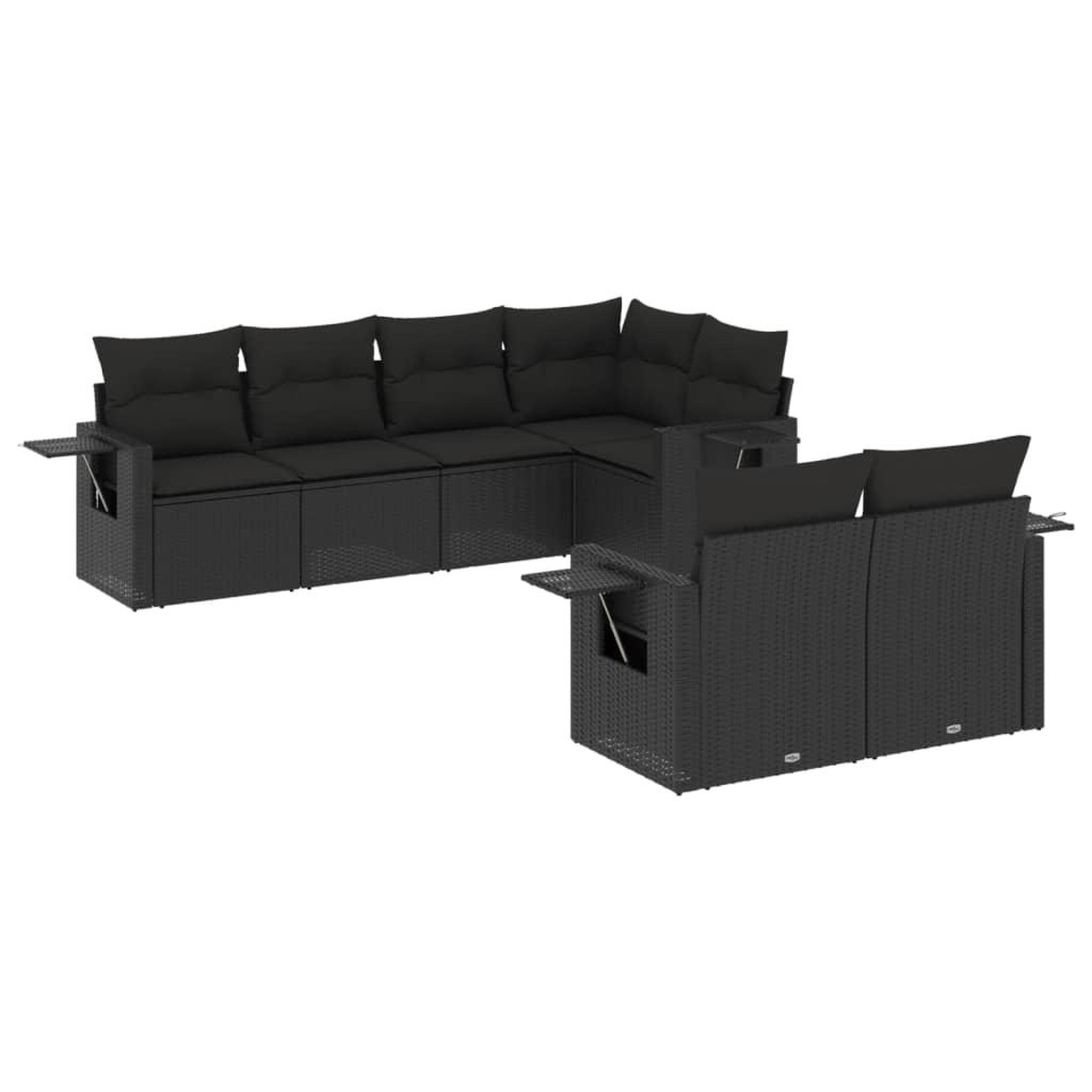 Voir la diapositive 2 : VIDAXL Salon de jardin 7 pcs avec coussins noir resine tressee