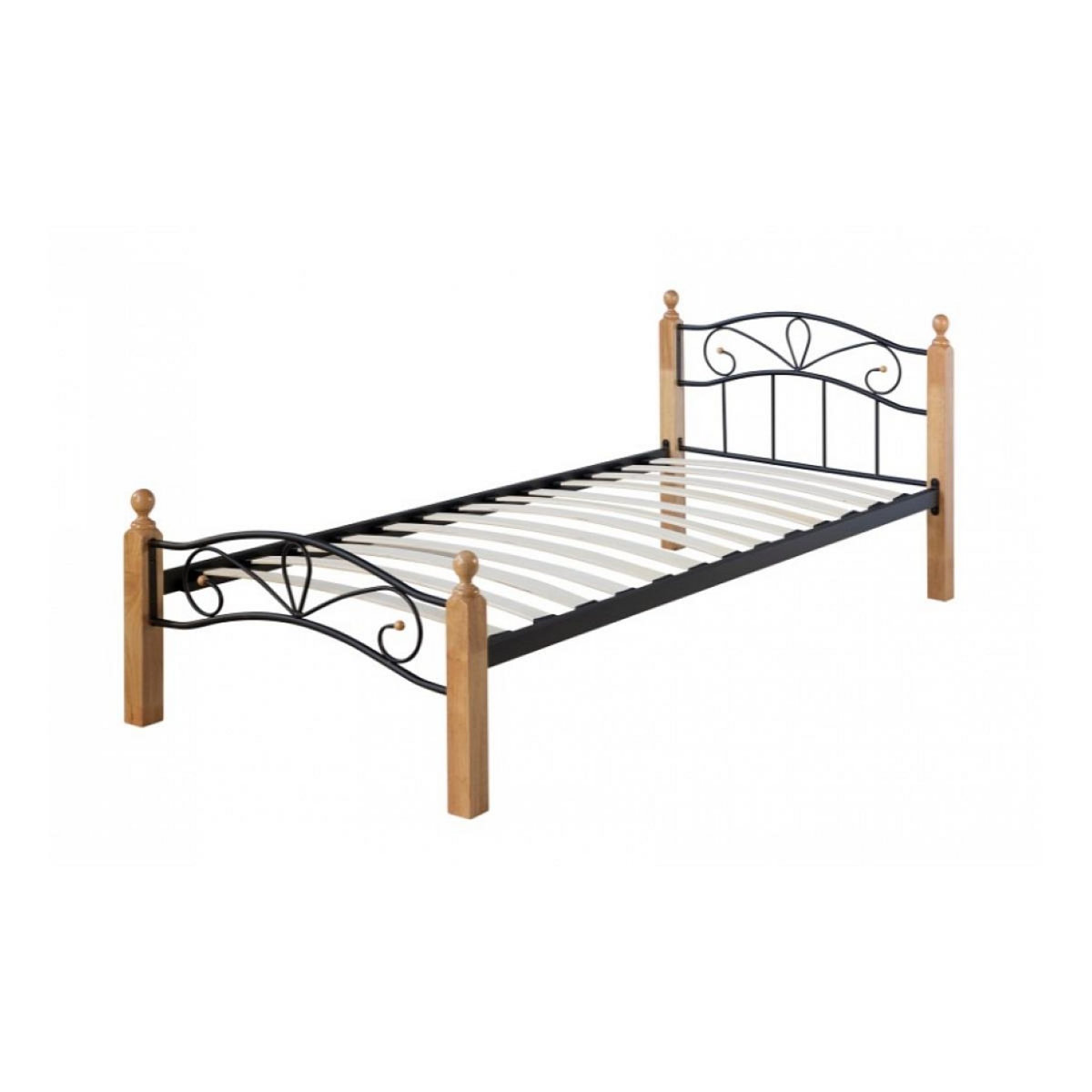 HomeStyle4U Lit simple Metallique 90x200 Noir et sommier a lattes