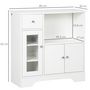 Voir la diapositive 3 : HOMCOM Buffet de cuisine meuble de rangement moderne avec porte en verre, tiroir, grande niche et étagères réglables, 80 x 30 x 82 cm, blanc