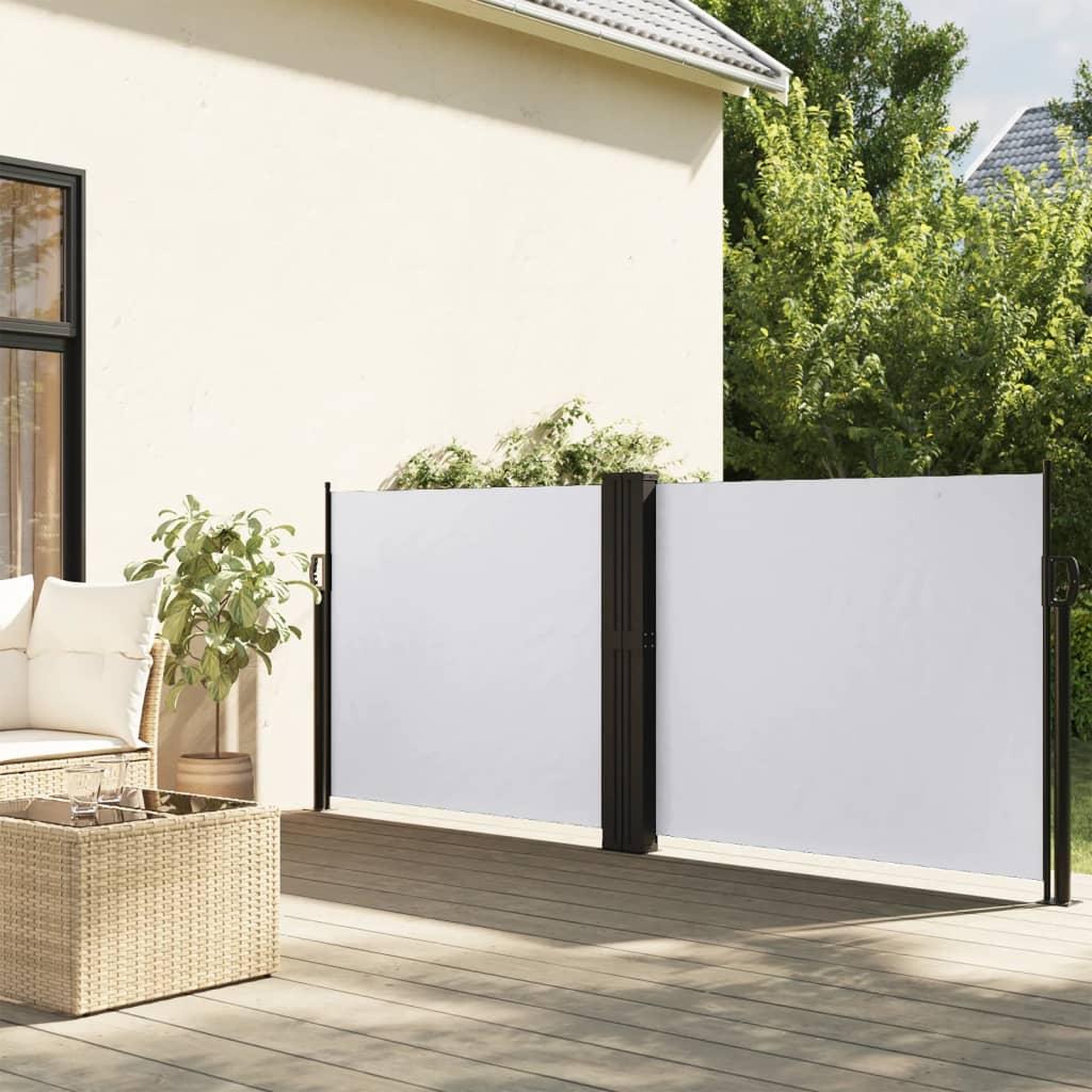 VIDAXL Auvent lateral retractable blanc 140x1200 cm