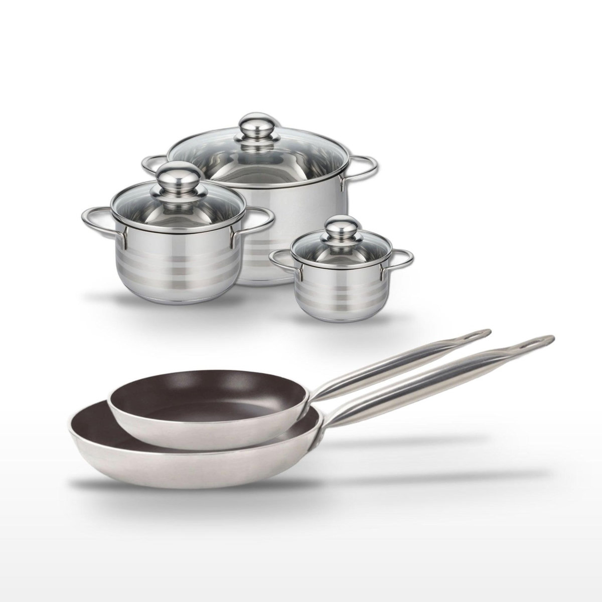 ELO Lot 2 Poêles 28/32 cm & 3 Faitouts 12/16/24 cm Elo Bistro Line