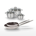 ELO Lot 2 Poêles 28/32 cm & 3 Faitouts 12/16/24 cm Elo Bistro Line