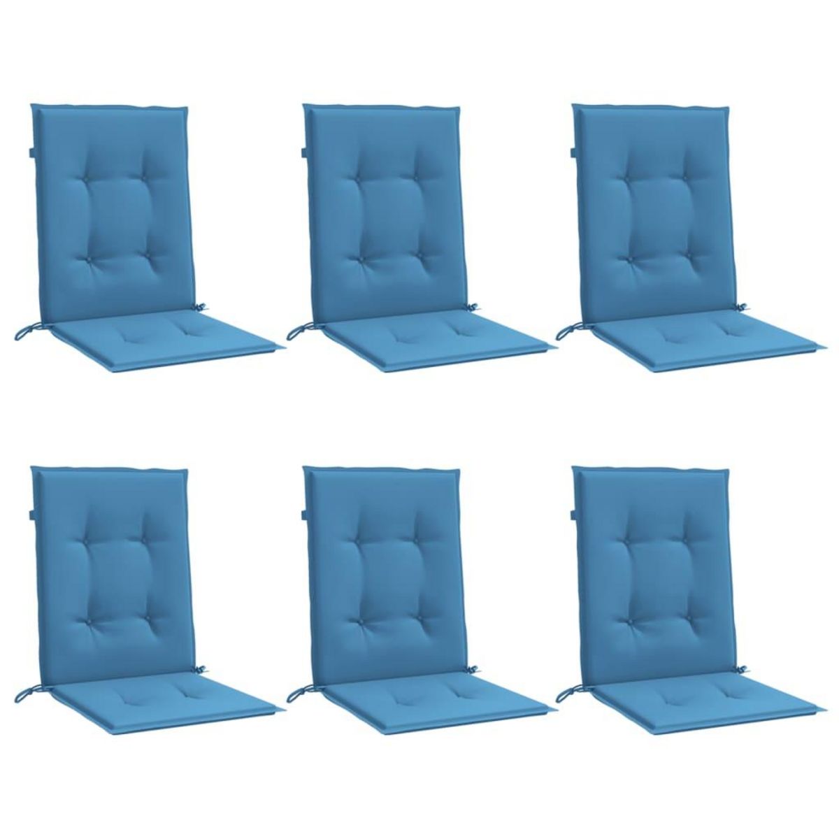 VIDAXL Coussins de chaise a dossier bas lot de 6 bleu melange tissu
