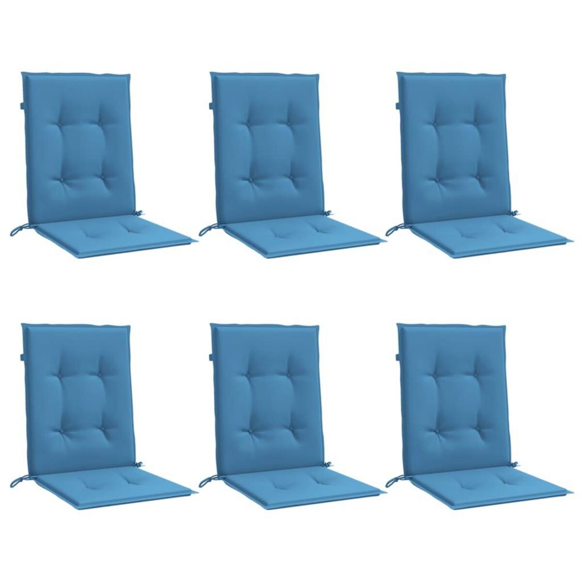 VIDAXL Coussins de chaise a dossier bas lot de 6 bleu melange tissu