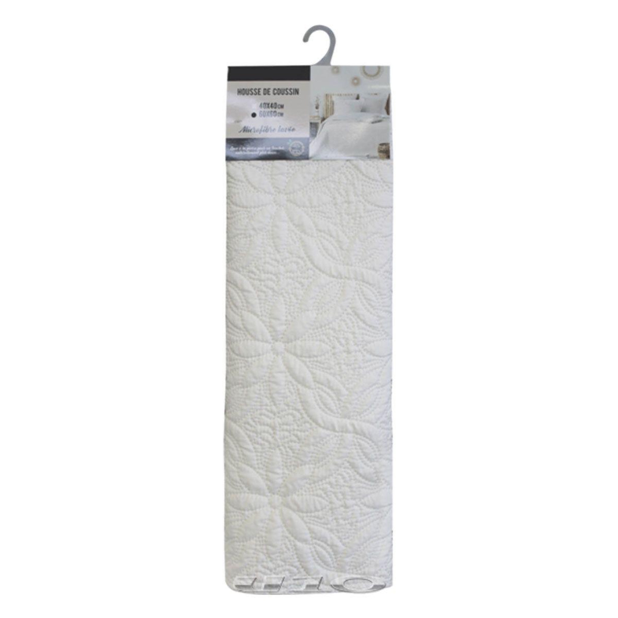 Voir la diapositive 2 : Douceur d'Intérieur Housse de coussin  florette  60x60cm blanc