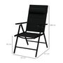 Voir la diapositive 3 : OUTSUNNY Lot de 2 chaises de jardin pliantes avec accoudoirs alu teslin rembourré déperlant noir