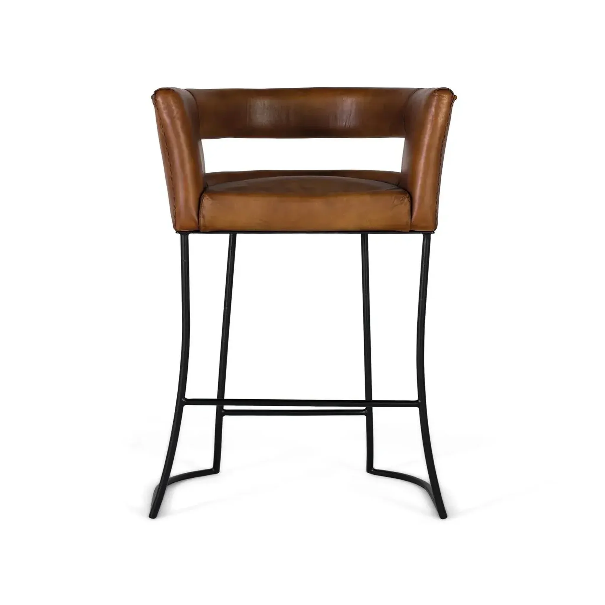 Voir la diapositive 3 : GINER Y COLOMER SL Tabouret en cuir et fer 60cm style industriel vintage