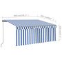 Voir la diapositive 6 : VIDAXL Auvent manuel retractable et store et LED 3x2,5 m Bleu et blanc