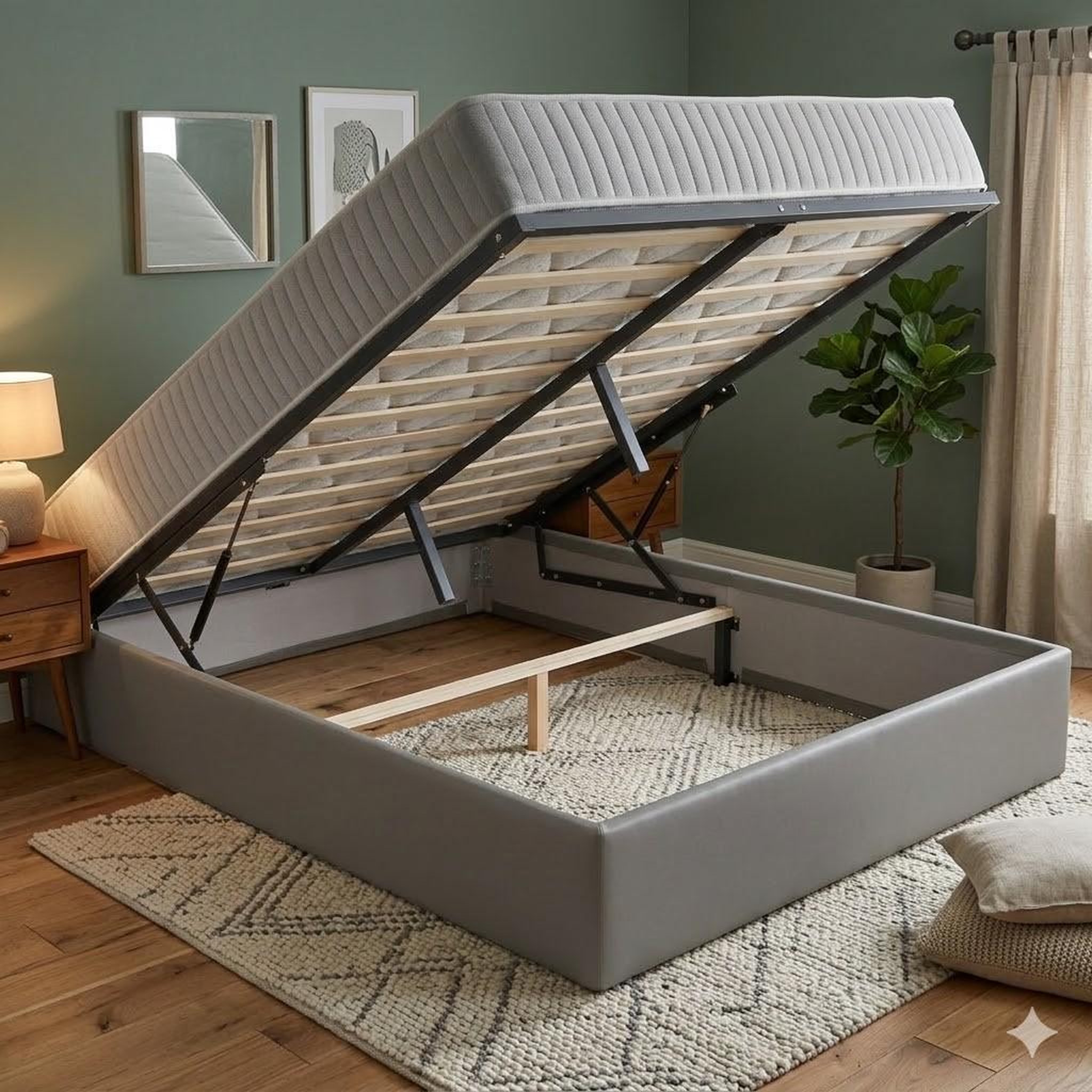 Voir la diapositive 1 : KING OF DREAMS Ensemble Lit Coffre et Matelas  Latex Accueil Moelleux
