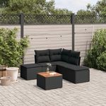 VIDAXL Salon de jardin 6 pcs avec coussins noir resine tressee