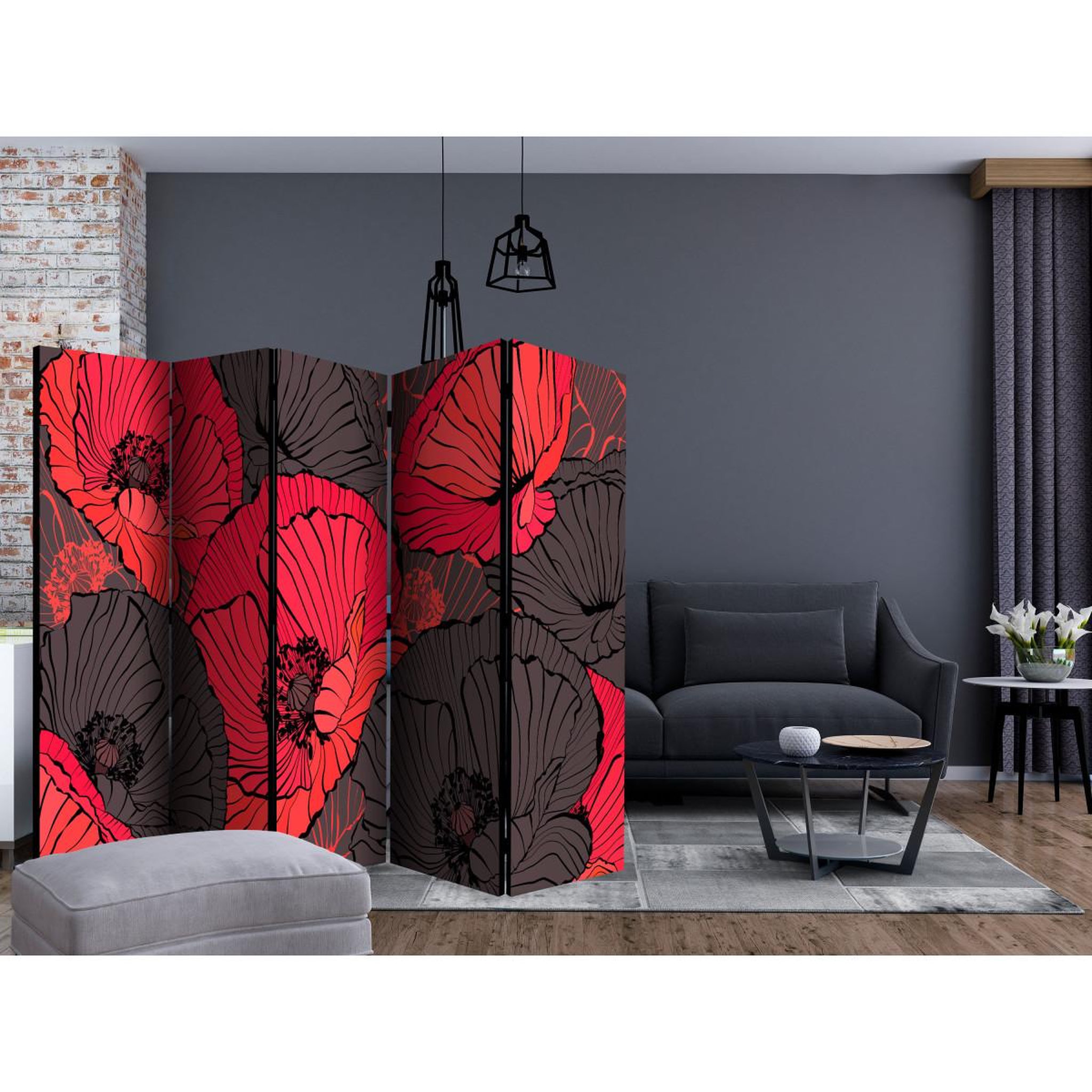 Voir la diapositive 2 : Paris Prix Paravent 5 volets  pleated poppies  172x225cm